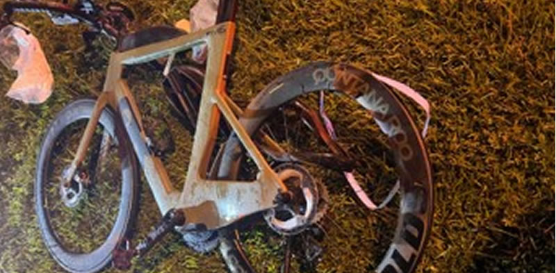 Bicycle hit by car